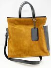 Little Liffner New York Black Moc Suede Croc Brown Tote All-Mighty Bag Leather