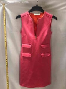 Tory Burch Womens Pink Orange Sleeveless Round Neck Zipper Sheath Dress Size XS