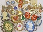 ALL Wear 22 Vtg Cameo Jewelry Lot Brooches Lockets Bracelet Earrings Necklaces M