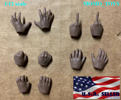 1/12 Scale Hands Dark For 6