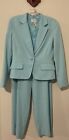 Chadwick’s Women’s Size 10 Blue Pleated Striped Suit Jacket & Pant Outfit! A4448