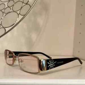 Versace Mod 1135 B Eyeglasses Glasses Frames Gold Metal w Crystals Black
