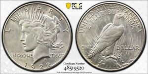 1922-S 90% Silver Peace Silver Dollar PCGS AU Details Cleaned