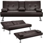 Modern Faux Leather Futon Sofa Couch Bed Convertible Loveseat Sleeper Espresso