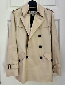 Women's Coach Short Trench Coat Porcelain XSmall  Belted Double Breasted