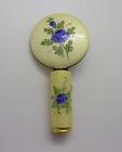 Antique Vintage Yellow Pastel Floral Guilloche Lipstick Compact Hinged Mirror