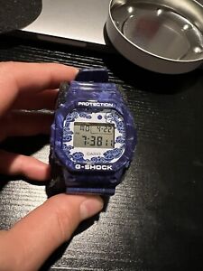 Casio G-Shock Blue/White Chinese Porcelain Digital Resin Watch DW5600BWP-2
