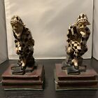 Harlequin French Hand Painted Jester Bookends. 1920s Joker Vintage.