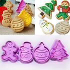 4Pcs Christmas Cookie Biscuit  Plunger Cutter Mould Fondant Cake Mold Baking