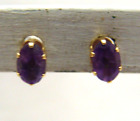 14K Gold Stud Earrings With Oval Purple Stones