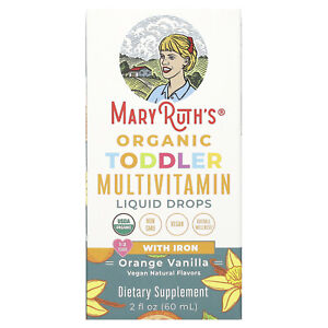 Organic Toddler Multivitamin Liquid Drops With Iron, 1-3 Years, Orange Vanilla,