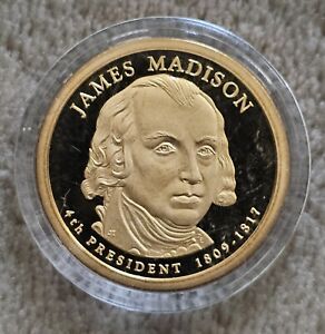 Rare Uncirculated 1809 -1817 James Madison Gold Dollar Coin In Case ~ Ships Fast