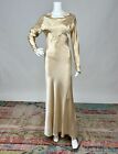 Antique 1920s 1930s Bias Cut Liquid Satin Wedding Gown Cream Ivory Dress As Is