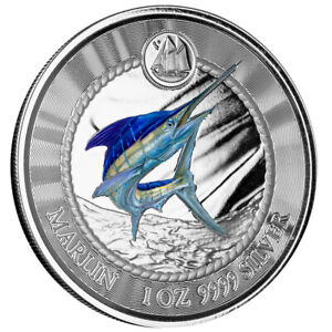 2023 Cayman Islands Marine life Blue Marlin Proof 1 oz silver coin