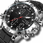 LIGE FOXBOX Men Digital Watch Steel Case Stopwatch LED Quartz Boys Sport Watches