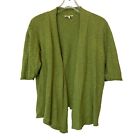 Eileen Fisher Linen Blend Cardigan Sweater Womens Large Green Open Front Light
