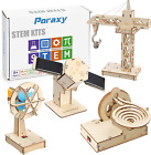 Poraxy 4 in 1 STEM Kits, STEM Projects for Kids Ages 8-12, Assembly 3D Wooden Pu