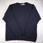 Lord & Taylor Cable Knit Cotton Sweater Mens M Navy Blue Casual Classics
