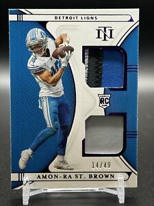 Amon-Ra St. Brown 2021 National Treasures Rookie Purple Dual Patch RC #’d/49