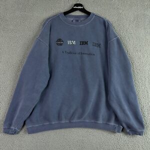 Vintage Authentic Pigment IBM Sweatshirt Mens XL Blue Oversized 90s Dyed Crew