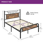 Twin/Full/Queen Size Bed Frame With Wooden Headboard Heavy Duty Metal Platform