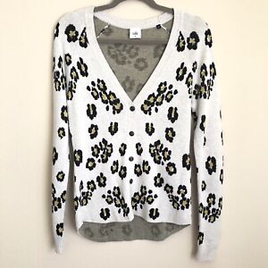 Cabi Sweater Womens Extra Small Kiki Leopard Print Button Down Cotton Blend