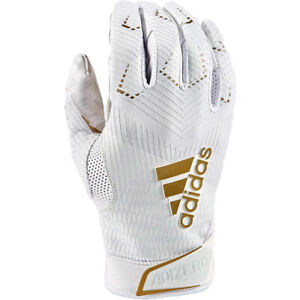 New Adidas Adizero 8.0 Receiver Football Gloves White / Gold Sz 3XL
