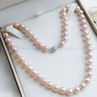 Beautiful 8mm Natural Pink South Sea Shell Pearl Round Beads Necklace 18
