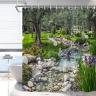 Garden Scenic Shower Curtain Colorful Flowers Green Landscape Bathroom Curtai...