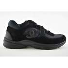 Chanel REV Classic Black Nylon Suede CC Lace Up Flat Runner Trainer Sneaker 36.5
