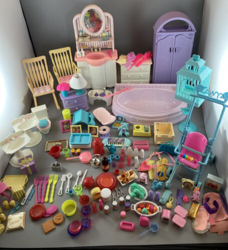 Huge 90’s Barbie Furniture Accessories Vintage Stroller Ice Cream Bathroom Baby