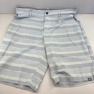 Adidas Golf Shorts Mens 34 x 12 Inseam Blue Flat Front Vertical Stripe Pattern