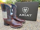 NEW Mens Ariat Layton Brown Blue Leather Soft Toe Western Cowboy Boots 10038448
