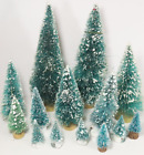 14 Vintage Snowy Bottle Brush Trees Christmas Village Accessories 2-8
