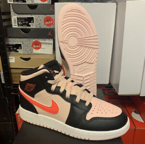 Nike Air Jordan 1 Mid Atmosphere Black Pink Shoes 554725-604 TD (GS) Youth Sizes