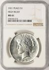 1921 High Relief Peace Silver Dollar $1 NGC MS61
