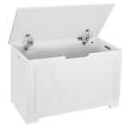 White Lift Top Entryway Storage Chest  2 Safety Hinge Wooden Toy Box Bench