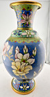 New ListingVintage Blue Cloisonné Brass Vase Intricate Floral Design 8.25