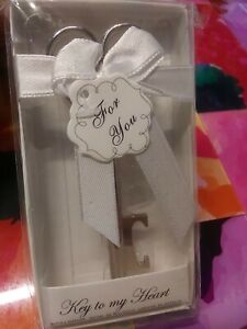 Key To My Heart Bottle Opener Wedding Favour / Gift Brand New Boxed (BB)