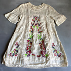 Free People dress Small Victorian Embroidered boho short Tunic Shirt dress Lined