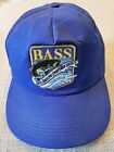 Vintage B.A.S.S. Anglers Snapback Fishing Hat Blue Patch Cap Made in USA