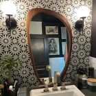 Mid Century Asymmetrical Wall Mirror, Organic Mirror, İrregular Mirror, Real Oak
