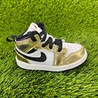 Nike Air Jordan 1 Mid Baby Size 6C Gold White Athletic Shoes Sneakers DC1424-700
