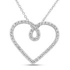 925 Sterling Silver Love Heart Cubic Zirconia CZ Pendant Necklace 18