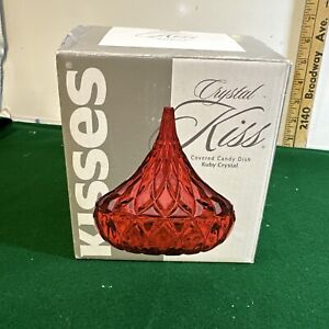 Hershey's Kisses Licensed Covered Candy Dish Ruby Crystal Kiss Red Used W/ Box