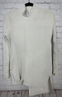 CABI D-Ring Asymmetrical Ribbed Ivory Sweater # 3363 Cream Pullover sz S