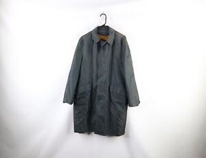 Vintage 50s Rockabilly Mens 38S Distressed Trench Coat Rain Jacket Plaid USA