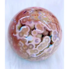 Druzy Pink 8th Vein Ocean Jasper Sphere, Old Stock Pink Orbicular Jasper Ball