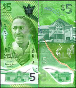 Barbados 5 Dollars, 2022, P-81, UNC, Polymer