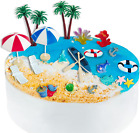 21 Pieces Beach Cake Toppers Hawaiian Chair Boat Palm Tree Umbrella Dollhouse De